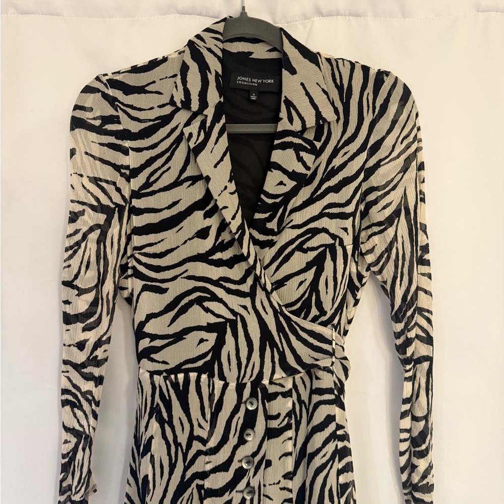 100% Silk Zebra Print Wrap Dress